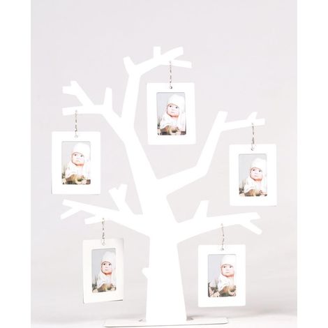 Arbre 5 cadres photos Blanc