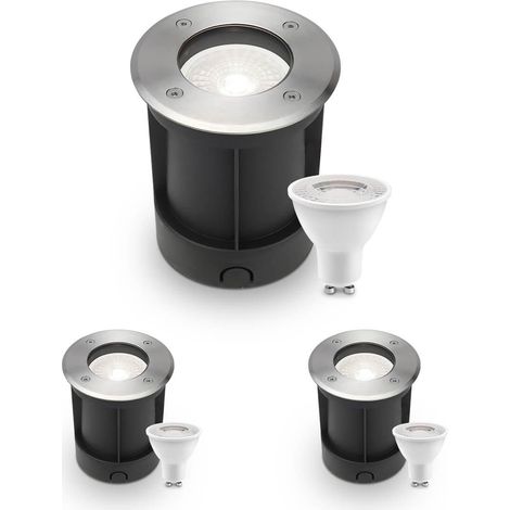 LED Bodeneinbaustrahler rund Edelstahl 230V IP67 - Leuchtmittel: GU10 4W 4000K - Anzahl: 3x (1/5)