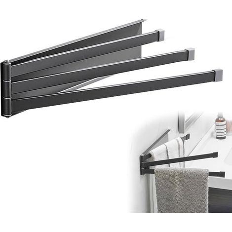 Porte-serviettes de salle de bain - 24 cm - Noir - Support pivotant - Barre porte-serviettes (1/5)