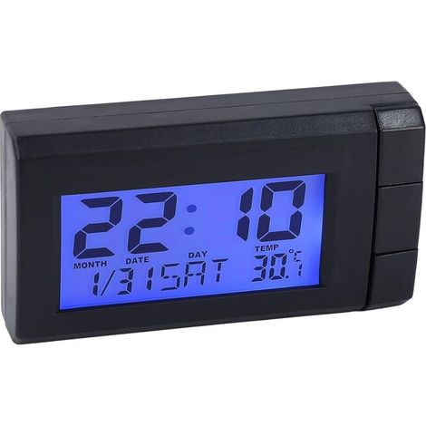 Orologio termometro per auto con retroilluminazione blu, orologio elettronico 2 in 1 con display digitale LCD per l'auto (1/4)