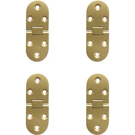 180°-Klappscharniere, Messing, abgerundete Kanten, mit Schrauben, für Klapptische, Möbel, Schränke, Türen, Holzkisten, rostfrei, kupferpoliert, 4er-Set (1/5)