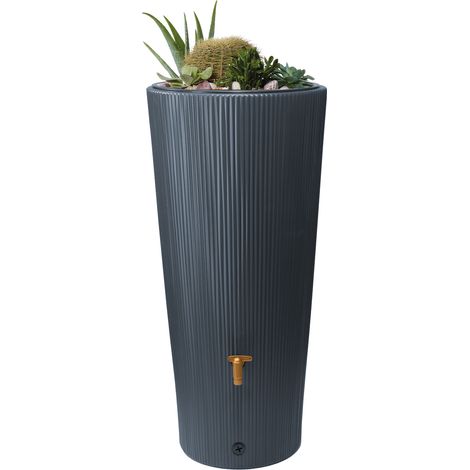 4rain VASO DECOR 2in1 serbatoio per pioggia 220 litri grigio grafite incl. ciotola per piante