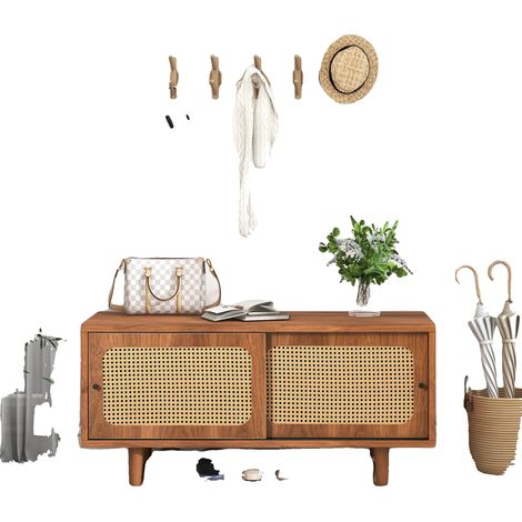 Buffet, Rangement Multifonctionnel, Design Rustique Élégant, Noyer - Panneau de particules (1/2)