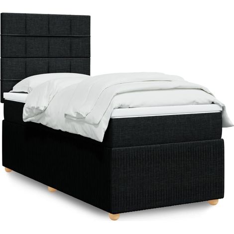 Cama box spring con colchón tela negro 90x190 cm vidaXL (1/5)