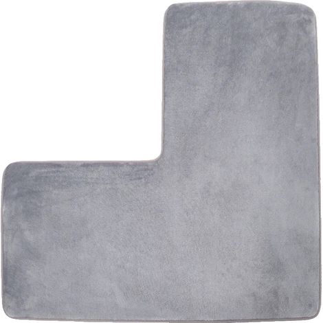 L-förmige Badematte, rutschfester Memory-Schaum, saugender weicher Teppich, 80x80cm, Grau-1 (1/2)