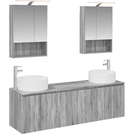 Juego de Muebles de Baño 5 pcs Sonoma gris Madera de ingeniería vidaXL (1/5)