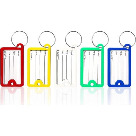 20Pcs Porte Clef Etiquette,Porte Clés Etiquette en Plastique,avec Étiquettes à Papier Ligné pour Porte Étiquette et Organisation (1/5)
