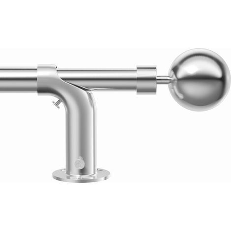 Tringle à rideaux occultant réglable en métal robuste avec embouts en forme de boule de 60 mm pour rideaux à œillets, 76 à 208 cm, 22/25 mm, nickel brossé (1/5)