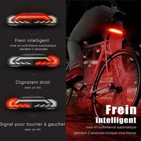 Alarme de vélo antivol - - Rechargeable USB - LED étanche - Feu arrière à induction - 110db - Installation facile (1/4)
