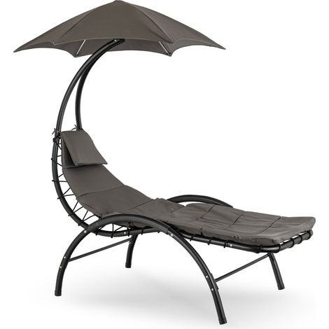 Tumbona de jard铆n Carpa con sombrilla gris (1/5)