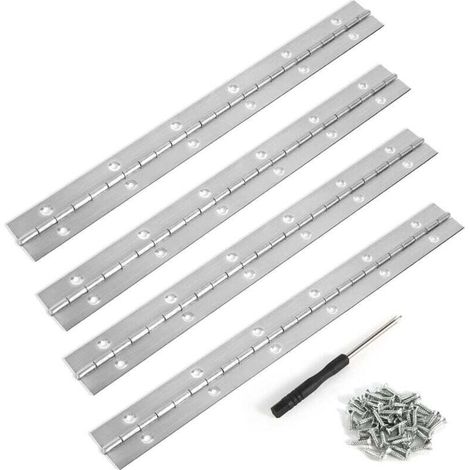 Charnière Piano Inox 30 cm 4 Pièces Pour Armoires Bateau et Boîtes Rangement