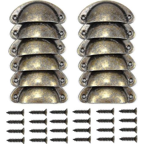 Lot de 12 poignées de porte en laiton antique pour placard de cuisine vintage (1/5)