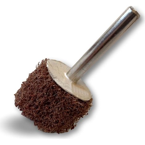 Roue abrasive de polissage satinage sur tige Mousse abrasive feutre non-tissé - A l'unité - Ø 30 - Gr. 60 (1/5)