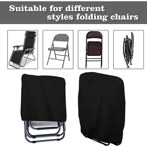 Lot de 2 housses pliables pour transats, coupe-vent, anti-UV et imperméables, avec sac de transport - 71 x 20 cm / 34 x 110 cm, noir (1/3)