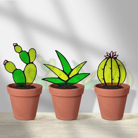 Cactus Succulent - Acrylic Artificial Plant - Decorative Ornament for Window Balcony Indoor Tropical Decor - 1 Piece (1/5)