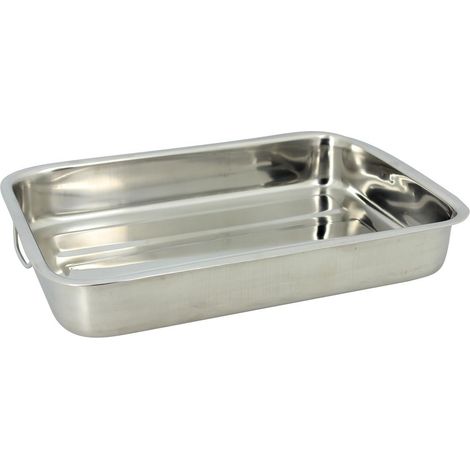Plat à four rectangulaire en inox avec poignées 40x28cm, HARRY