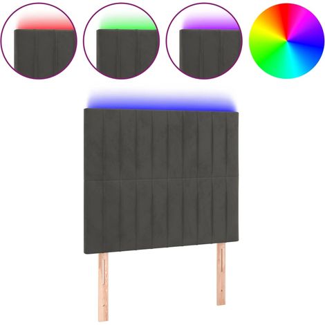 Tête de lit à LED Résistante et économique, Panneau de lit, Gris foncé 100x5x118/128 cm Velours OIB4582E (1/5)
