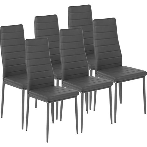 Esszimmerstühle 6er Set, gepolstert, Metallbeine, grau (1/5)