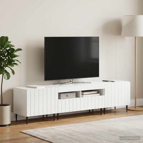 vidaXL 3 Piece LED TV Cabinet ZWOLLE High Gloss White Engineered Wood (1/5)