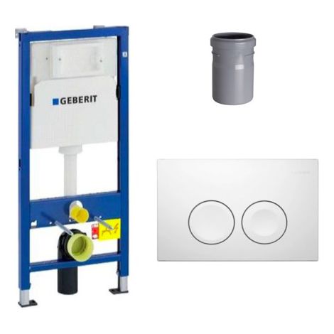 Pack bâti-support WC Geberit Duofix 100 – Plaque de commande Delta 21 blanche – SETUP100PRO1 – Installation murale, 112 cm