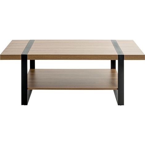 Table basse, Table de salon en bois coloris chêne et métal noir -longueur 120 x profondeur 60 x hauteur 45 cm (1/5)