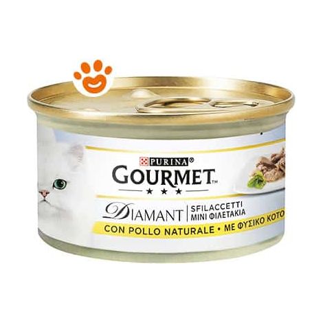 Purina Cat Gourmet Diamant Sfilaccetti con Pollo Naturale - Lattina 85 Gr -