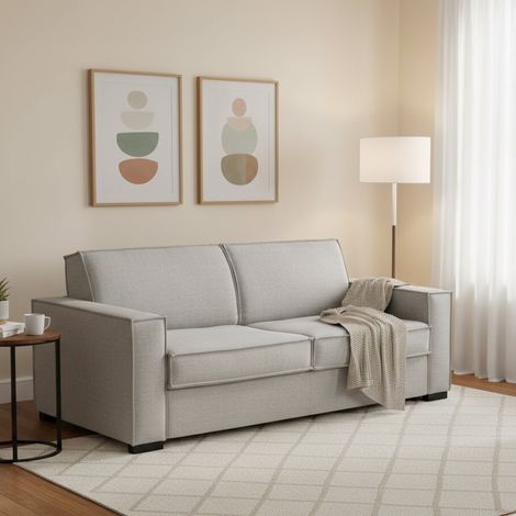 Talamo Italia Sofa cama Achiropita, Gran Sofá de 2 plazas, 100% Made in Italy, Sofá de salón con apertura giratoria, en tela acolchada, con reposabrazos delgados, Cm 180x95h90, Gris, con embalaje refo (1/5)