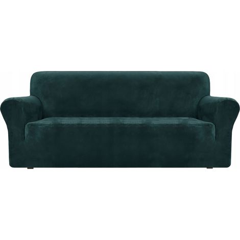 COPRI DIVANO A 3 POSTI, velluto elasticizzato, TESS, verde