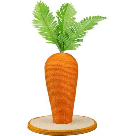 AQPET Tiragraffi Carrot Carota 30 cm con Cuccia per Gatti Albero Parco Giochi Gioco Tira Graffi per Gatto, Arancione (1/3)
