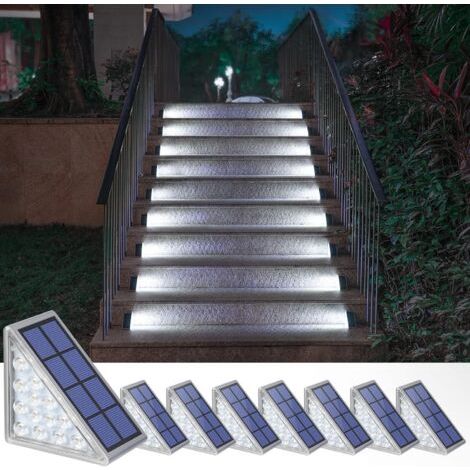 Green Mobility-Lot de 8 lampes solaires pour escaliers – 6000 K blanc froid – Indice IP67 – Éclairage automatique – Installation facile sans outil (1/5)