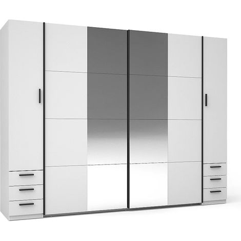 Armadio con 6 cassetti e 4 ante Con specchio L270 cm Bianco - ARVOLIA (1/5)