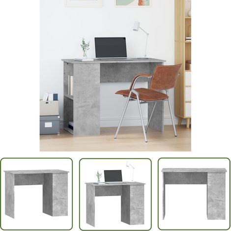 Bureau Informatique, Table de travail, Meuble de Bureau Gris béton 100x55x75 cm Bois d'ingénierie HYB48024 (1/5)