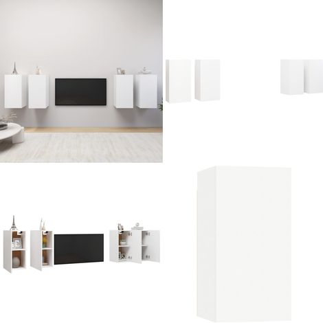 Muebles de salón 4 uds madera ingeniería blanco 30,5x30x60 cm - Muebles de pared - Muebles de TV