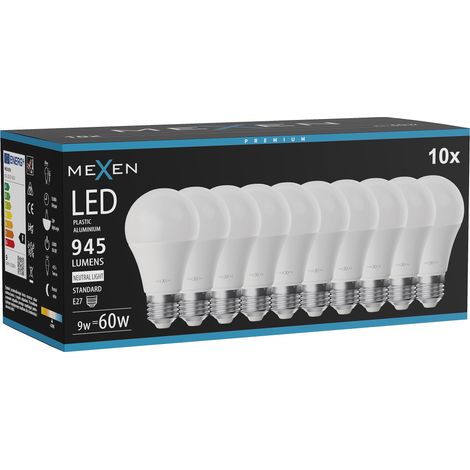 Mexen Nova 10x Ampoule LED E27, A60, 9W, Neutre - 4000K, 945 lm - L100-E27-0940-01x10 (1/3)