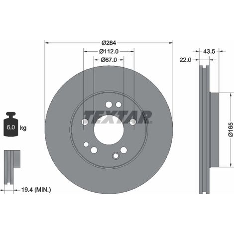 Lot de 2 Disques de frein Textar 92031900 MERCEDES-BENZ 1244211612 124421161264