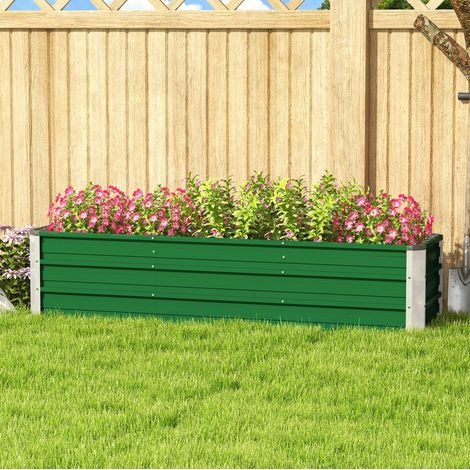 Bac de jardin surélevé 183x47x40 cm vert en acier avec fond ouvert et finition résistante à l'eau (1/3)