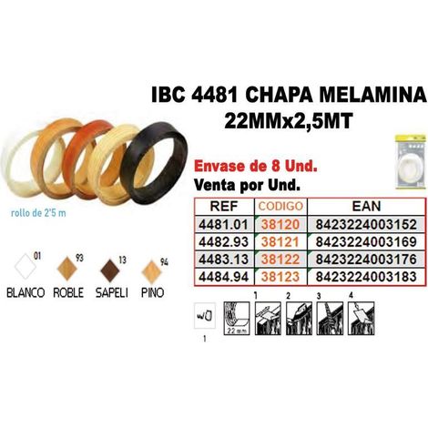 Chapa Laminada  Fabricado en Madera  Acabado en Roble 1 Unidad