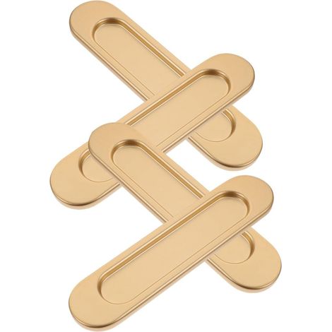 Lot de 4 Poignées de Porte Coulissantes Adhésives Ovales Dorées Poignées Encastrées sans Perçage pour Placards Portes Vitrées Meubles Installation Rapide Pratique et Esthétique (1/5)