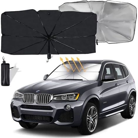 Pare Soleil Voiture - Argent Titane - 145x79cm - Protection UV - Pliable - Multi-Usage (1/4)