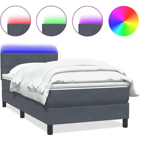 Maison Exclusive - Boxspringbett mit Matratze & LED Dunkelgrau 80