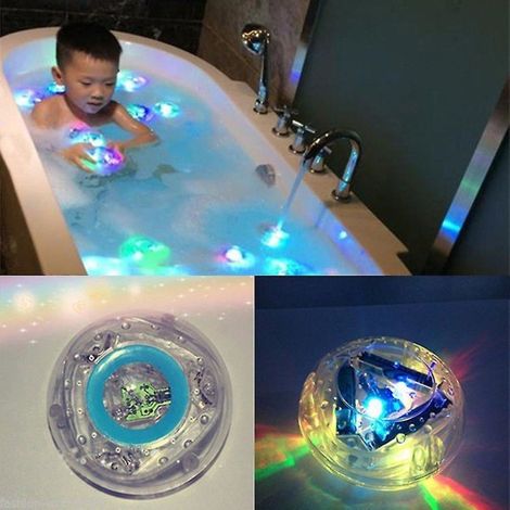 2 jouets de bain étanches, colorés, lumineux LED, pour salle de bains, fête d'enfants dans la baignoire (1/5)