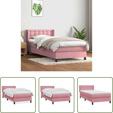 Matratze - Boxspringbett mit Matratze Rosa 80x220 cm Samt (1/5)