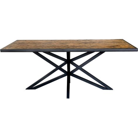 Mesa de comedor rectangular de madera marrón 180x100x76h cm (1/4)