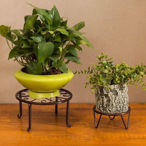 Support Pour Pot De Fleurs - En Métal Anti-Rouille - Pour Intérieur Et Extérieur - Diamètre 24 Cm - Hauteur 13 Cm - 1 Pièce (1/5)