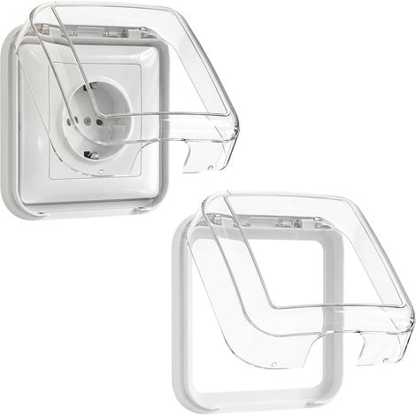 Cache Prise Electrique, Cache Interrupteur Mural, Cache Prise Murale Sans Perçage, Type 86 Transparent Etanche Cache Interrupteur pour Salle de Bain Cuisine Extérieur, 2 Pièces, 11,3 10,5 4,3cm (1/5)