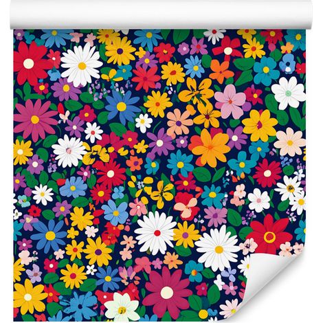 Tapete mit kleinen Blumen in Blau und Meer für Wohn- und Schlafzimmer, 50 x 1000 cm (1/5)