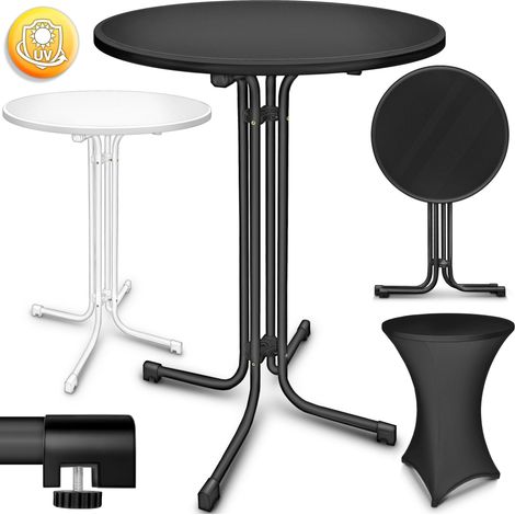 tillvex Table de bar gastro pliante Ø80 cm noire Table de bistrot entièrement montée Table ronde pliante - Table de fête résistante aux intempéries Table de jardin intérieure et extérieure