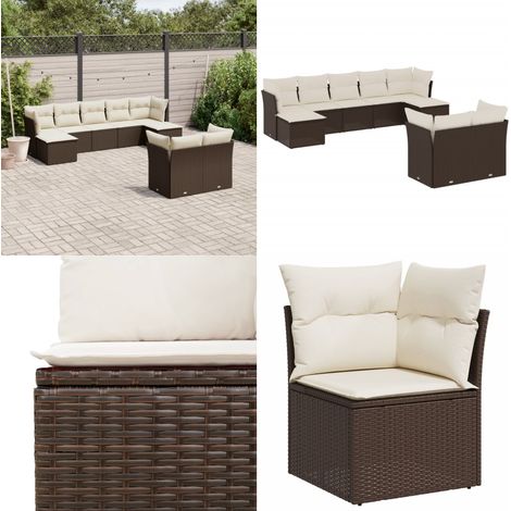 9-tlg. Garten-Sofagarnitur mit Kissen Braun Poly Rattan - Gartenmöbel - Rattan Möbel - Gartenset - Lounge Set - Außengartenmöbel - Home & Living (1/5)
