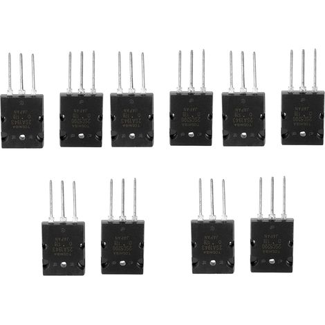 5 paires de transistors audio haute puissance appariés 2SA1943 et 2SC5200 noirs (1/5)