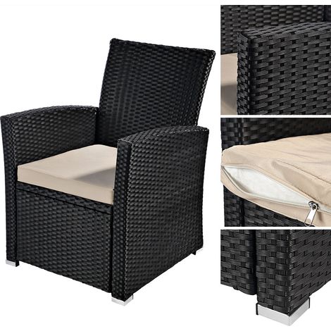 Poly Garden Terraces Sedia da giardino Poltrona Rattan Sedia da giardino Nero (1/5)